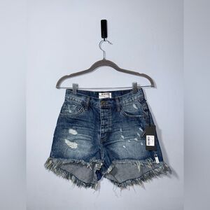 One x Teaspoon Lucky Blue Bonita High Waist Distressed Denim Shorts Size 26 NWT